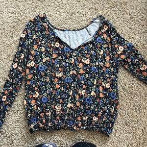 Hollister floral tie cropped cinched bottom